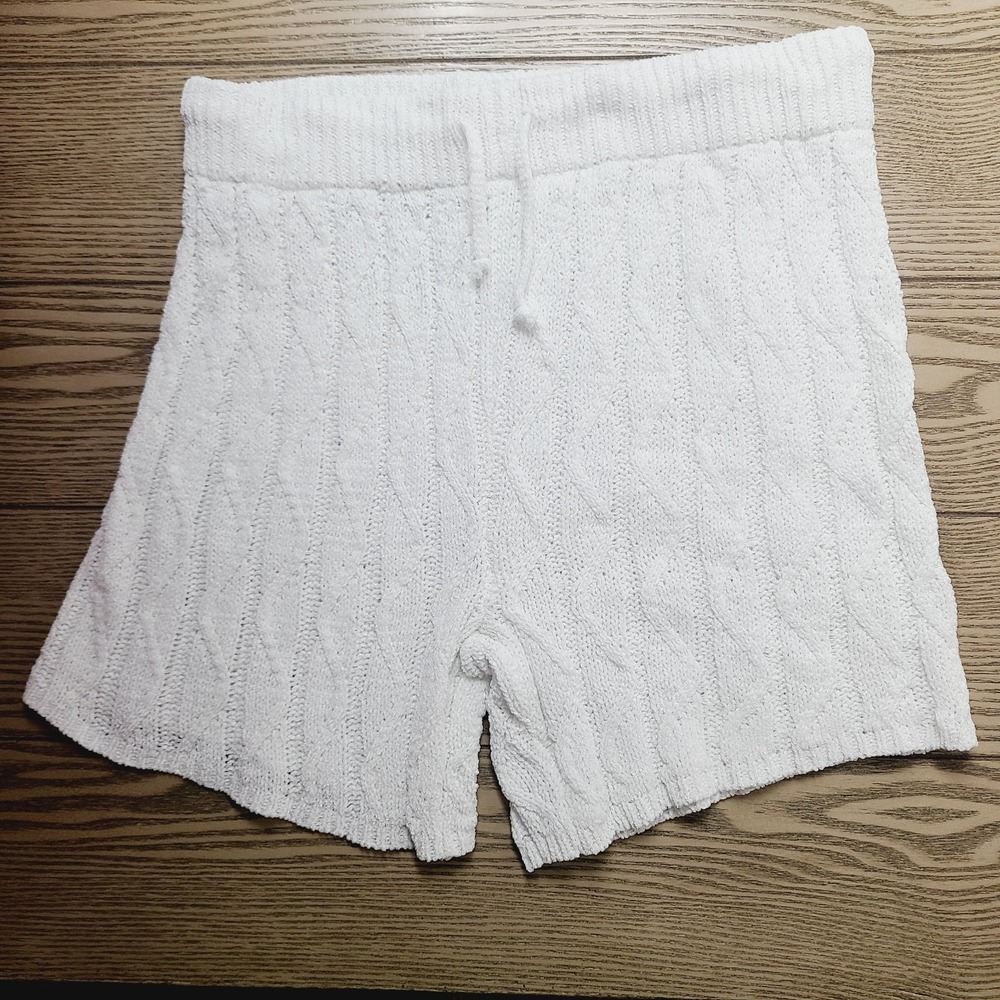 Intimately Free People White Cable Knit Sweater Shorts Pull-On S Cozy Lounge‎